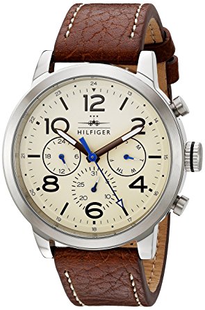  Shop Authentic Tommy Hilfiger Jake Multifunction White Dial Brown Leather Strap Watch for Men - 1791230 - Luxxuri