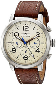  Shop Authentic Tommy Hilfiger Jake Multifunction White Dial Brown Leather Strap Watch for Men - 1791230 - Luxxuri