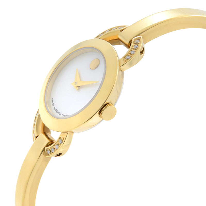  Shop Authentic Movado Rondiro Mother of Pearl Dial Gold Steel Strap Watch For Women - 0606889 - Luxxuri