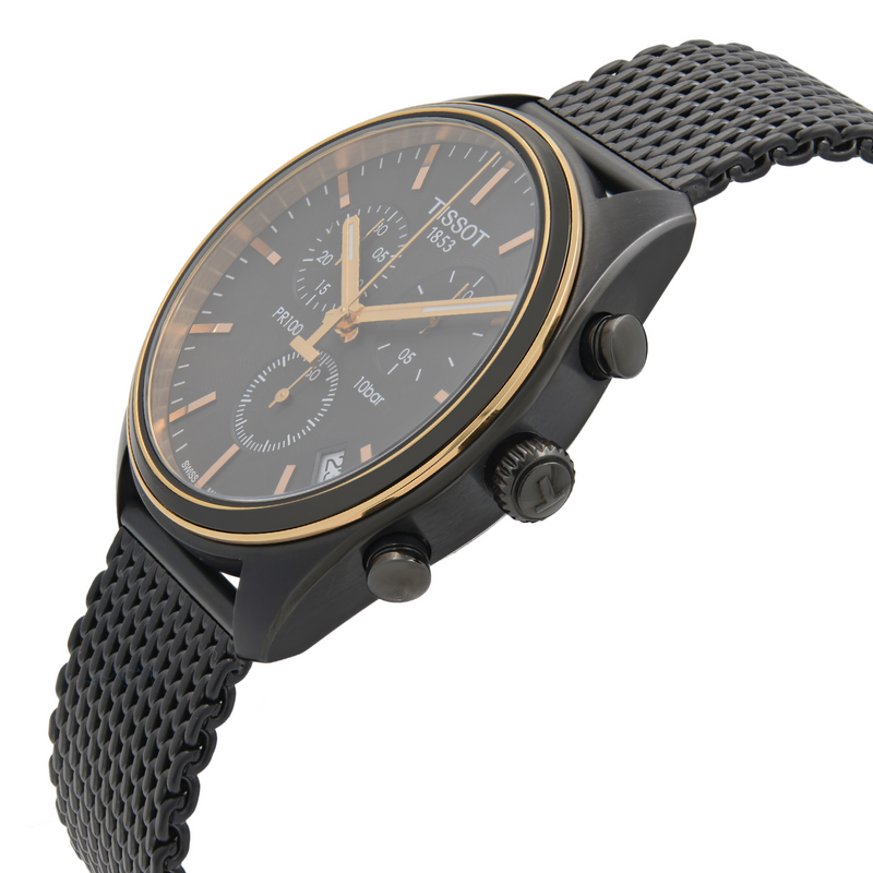  Shop Authentic Tissot T Classic PR 100 Chronograph Anthracite Black Dial Black Mesh Bracelet Watch For Men - T101.417.23.061.00 - Luxxuri