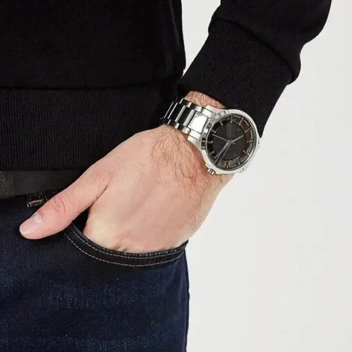  Shop Authentic Armani Exchange Hampton Chronograph Black Dial Silver Steel Strap Watch For Men - AX2179 - Luxxuri