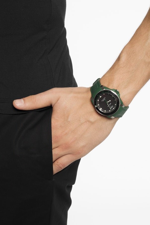  Shop Authentic Gucci Dive Black Dial Green Rubber Strap Watch For Men - YA136310 - Luxxuri