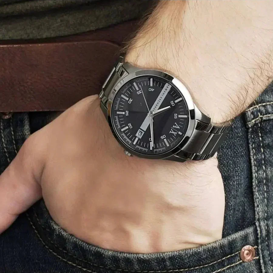  Shop Authentic Armani Exchange Hampton Chronograph Grey Dial Grey Steel Strap Watch For Men - AX2135 - Luxxuri