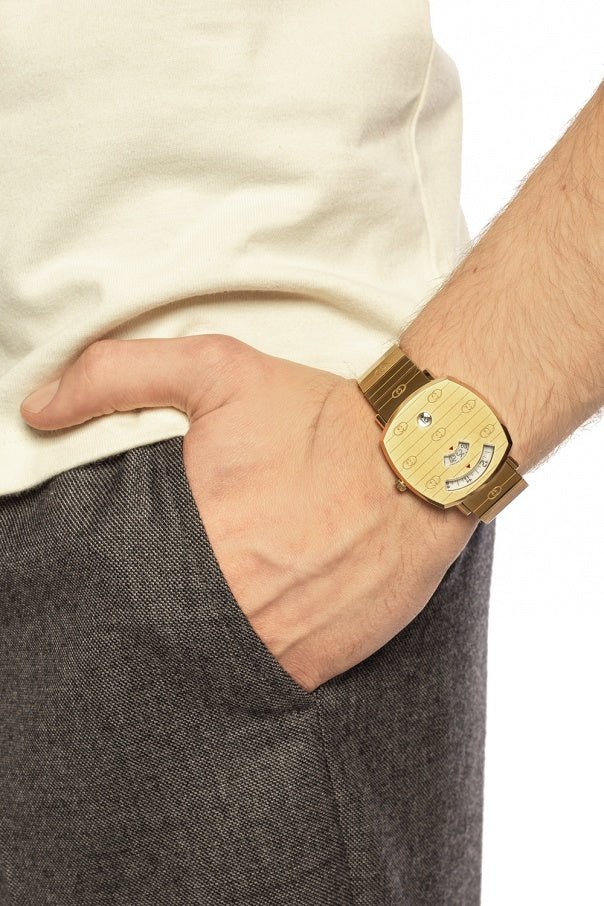  Shop Authentic Gucci Grip Yellow Gold Dial Yellow Gold Steel Strap Unisex Watch -  YA157403 - Luxxuri