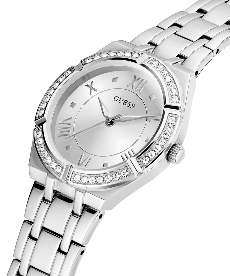  Shop Authentic Guess Cosmo Diamonds Silver Dial Silver Steel Strap Watch For Women - GW0033L1 - Luxxuri