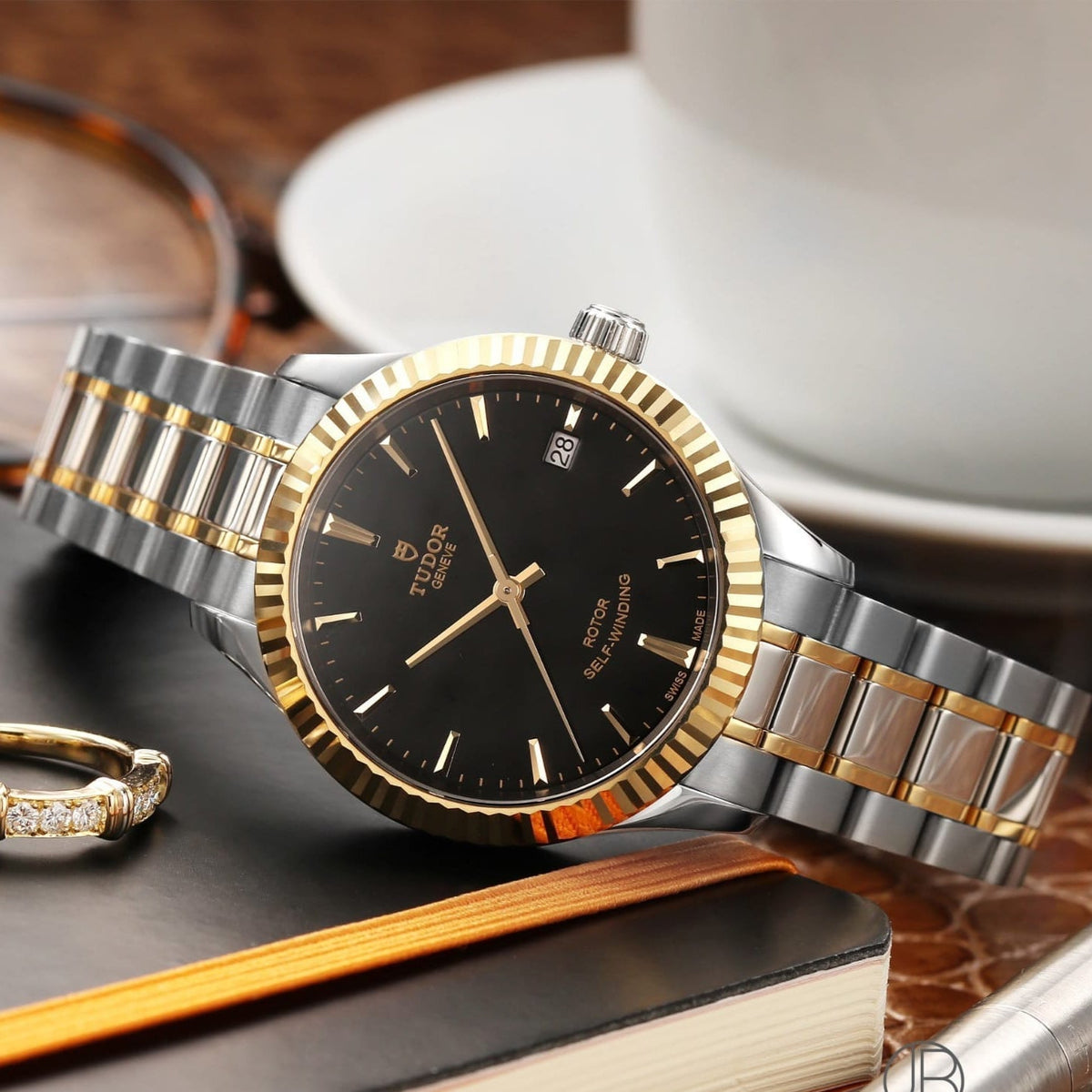  Shop Authentic Tudor Style Automatic Black Dial Two Tone Steel Strap Watch for Men - M12713-0005 - Luxxuri