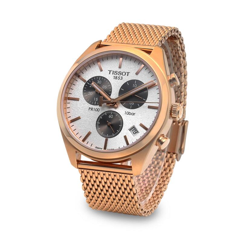  Shop Authentic Tissot T Classic PR 100 Chronograph Silver Dial Rose Gold Mesh Bracelet Watch For Men - T101.417.33.031.01 - Luxxuri