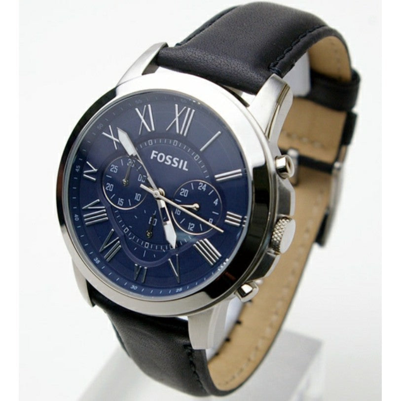  Shop Authentic Fossil Grant Chronograph Blue Dial Black Leather Strap Watch for Men - FS4990 - Luxxuri