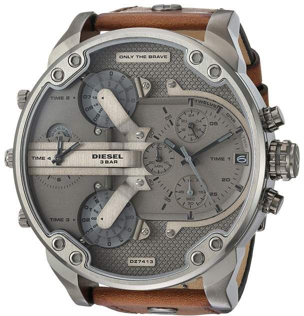  Shop Authentic Diesel Mr Daddy Quartz Grey Dial Brown Leather Strap Watch For Men - DZ7413 - Luxxuri
