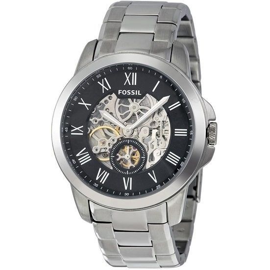  Shop Authentic Fossil Grant Skeleton Black Dial Silver Steel Strap Watch for Men - ME3055 - Luxxuri