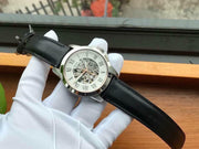  Shop Authentic Fossil Grant Automatic Skeleton White Dial Black Leather Strap Watch for Men - ME3101 - Luxxuri