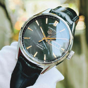  Shop Authentic Tag Heuer Carrera Calibre 5 Automatic Black Dial Black Leather Strap Watch for Men - WAR201C.FC6266 - Luxxuri