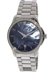  Shop Authentic Gucci G Timeless Diamonds Mother of Pearl Blue Dial Silver Steel Strap Unisex Watch - YA126458 - Luxxuri