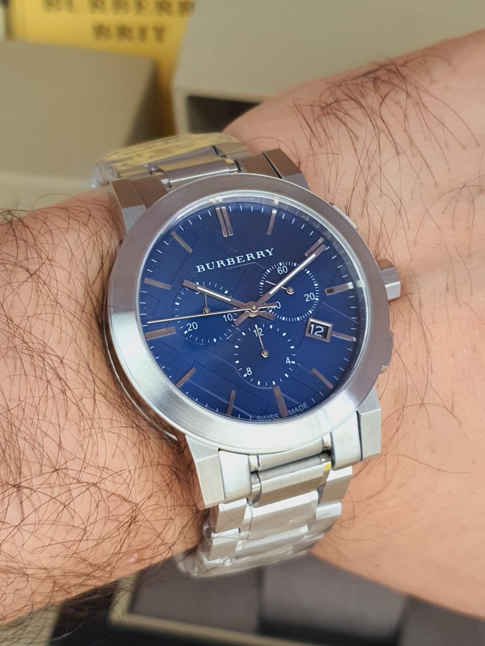 Shop Authentic Burberry The City Blue Dial Silver Steel Strap Watch for Men - BU9363 - Luxxuri