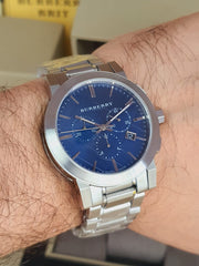  Shop Authentic Burberry The City Blue Dial Silver Steel Strap Watch for Men - BU9363 - Luxxuri
