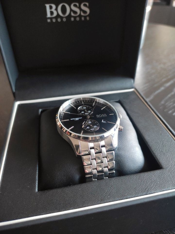  Shop Authentic Hugo Boss Associate Black Dial Silver Steel Strap Watch for Men - 1513869 - Luxxuri