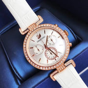  Shop Authentic Swarovski Era Journey Silver Dial White Leather Strap Watch for Women - 5295369 - Luxxuri