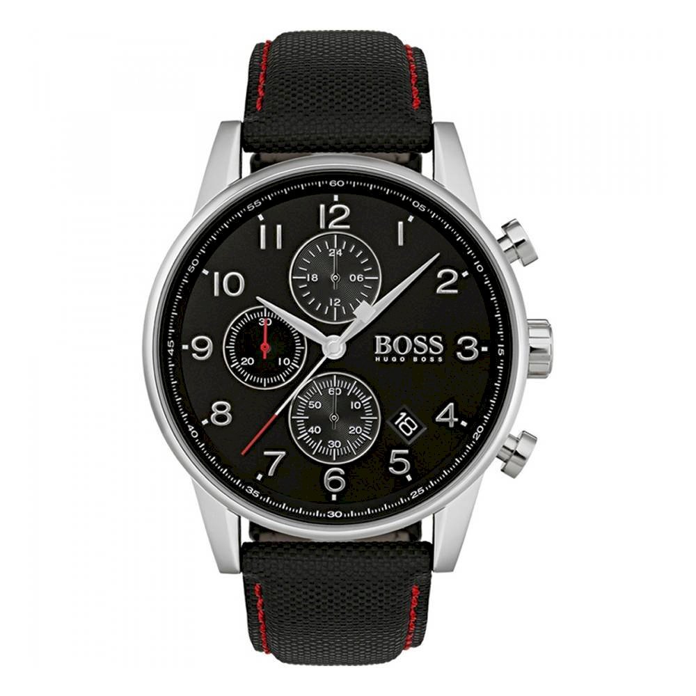  Shop Authentic Hugo Boss Navigator Black Dial Black Leather Strap Watch for Men - 1513535 - Luxxuri