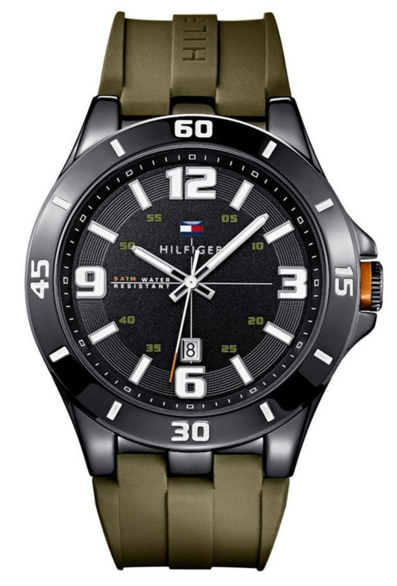 Shop Authentic Tommy Hilfiger Drew Black Dial Green Rubber Strap Watch for Men - 1791065 - Luxxuri