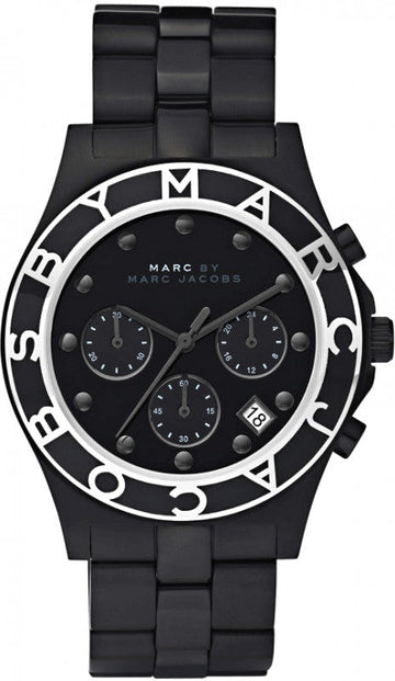 Shop Authentic Marc Jacobs Blade Chronograph Black Dial Black Steel Strap Watch for Women - MBM3083 - Luxxuri