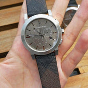  Shop Authentic Burberry The City Grey Dial Black Leather Strap Watch for Men - BU9359 - Luxxuri