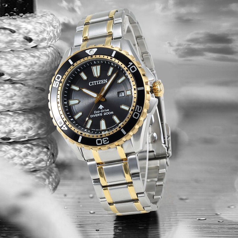  Shop Authentic Citizen Eco Drive Promaster Diver Black Dial Two Tone Steel Strap Watch For Men - BN0194-57E - Luxxuri