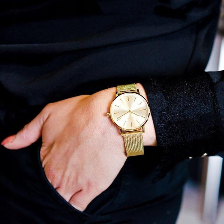  Shop Authentic Armani Exchange Lola Analog Gold Dial Gold Mesh Strap Watch For Women - AX5536 - Luxxuri