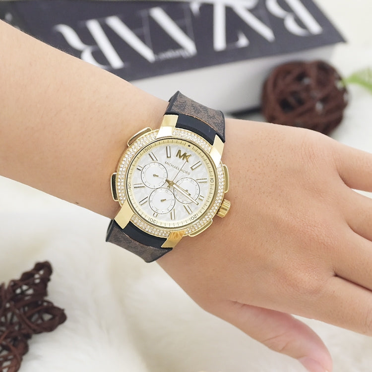  Shop Authentic Michael Kors Sidney Multifunction White Dial Brown Leather Strap Watch For Women - MK6948 - Luxxuri