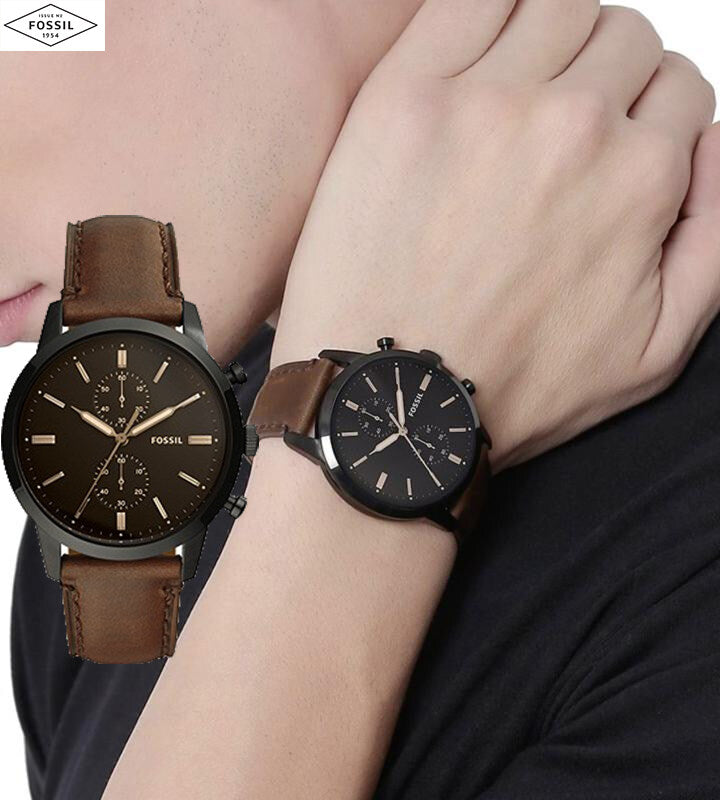  Shop Authentic Fossil Townsman Chronograph Black Dial Brown Leather Strap Watch for Men - FS5437 - Luxxuri