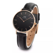  Shop Authentic Daniel Wellington Classic Sheffield Black Dial Black Leather Strap Watch For Women - DW00100139 - Luxxuri