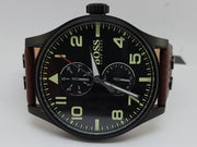  Shop Authentic Hugo Boss Aeroliner Maxx Black Dial Brown Leather Strap Watch For Men - 1513079 - Luxxuri