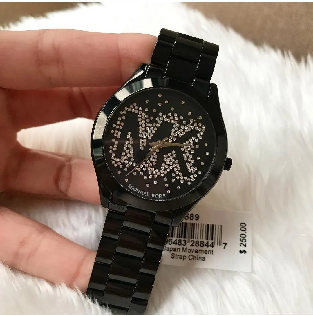  Shop Authentic Michael Kors Slim Runway Black Dial Black Steel Strap Watch for Women - MK3589 - Luxxuri