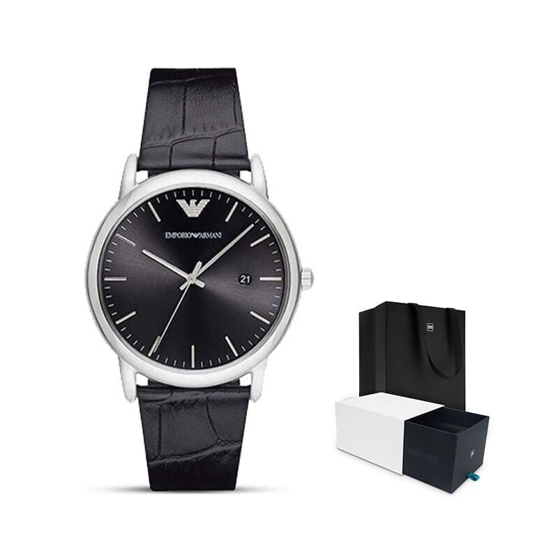  Shop Authentic Emporio Armani Luigi Quartz Black Dial Black Leather Strap Watch For Men - AR2500 - Luxxuri