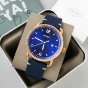  Shop Authentic Fossil The Commuter Blue Dial Blue Leather Strap Watch for Men - FS5274 - Luxxuri