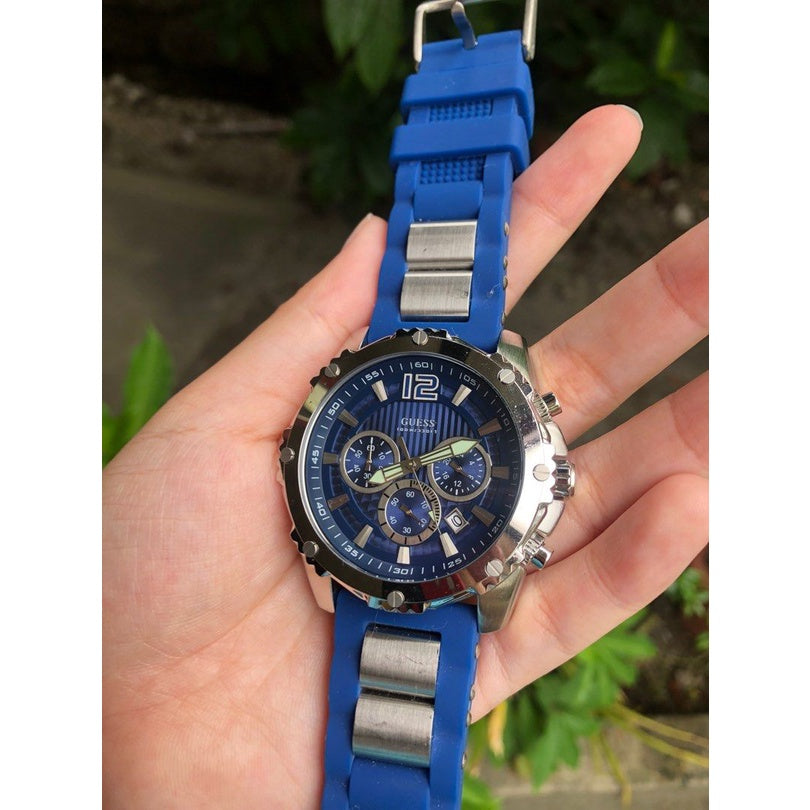  Shop Authentic Guess Sport Multifunction Blue Dial Blue Rubber Strap Watch For Men - W0167G3 - Luxxuri
