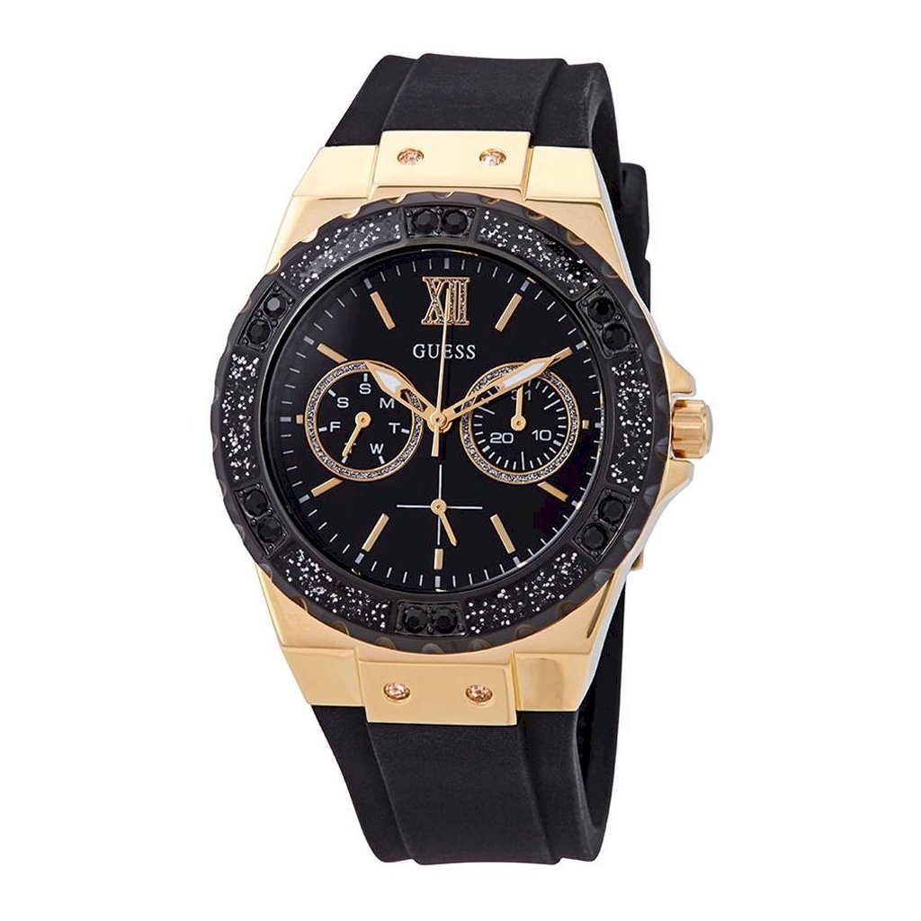  Shop Authentic Guess Black Dial Black Rubber Strap Watch For Women - W1053L7 - Luxxuri
