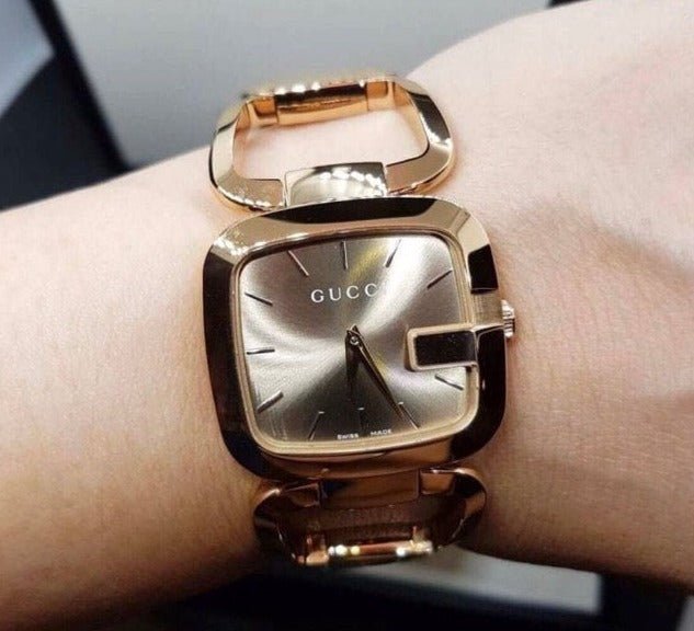  Shop Authentic Gucci G Gucci Brown Dial Rose Gold Steel Strap Watch For Women - YA125408 - Luxxuri