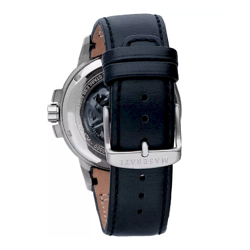  Shop Authentic Maserati Ingegno Automatic Blue Skeleton Dial Black Leather Strap Watch For Men - R8821119004 - Luxxuri
