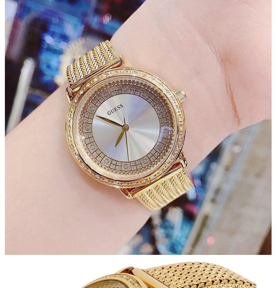  Shop Authentic Guess Willow Two Tine Dial Gold Mesh Bracelet Watch For Women - W0836L3 - Luxxuri
