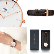  Shop Authentic Daniel Wellington Classic Petite York White Dial Brown Leather Strap Watch For Women - DW00100176 - Luxxuri