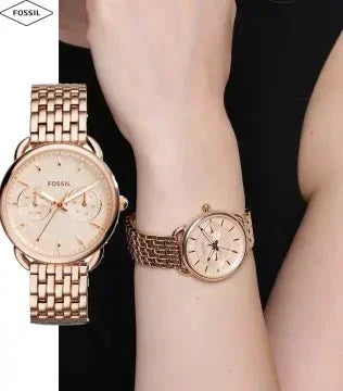  Shop Authentic Fossil Tailor Rose Gold Dial Rose Gold Stainless Steel Strap Watch for Women - ES3713 - Luxxuri