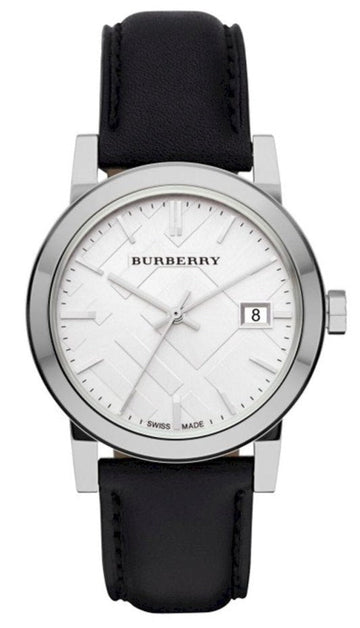  Shop Authentic Burberry The City Silver Dial Black Leather Strap Watch for Women - BU9106 - Luxxuri
