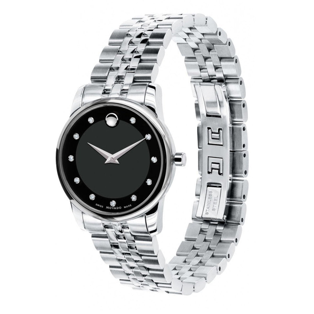  Shop Authentic Movado Museum Classic Black Dial Silver Steel Strap Watch For Women - 0606858 - Luxxuri
