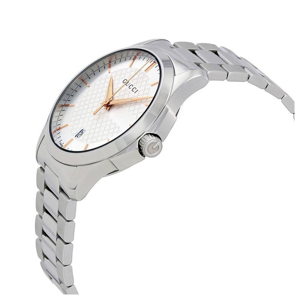  Shop Authentic Gucci G Timeless Silver Dial Silver Steel Strap Unisex Watch - YA126442 - Luxxuri