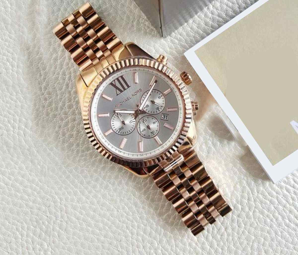  Shop Authentic Michael Kors Lexington Chronograph White Dial Rose Gold Steel Strap Watch For Women - MK8313 - Luxxuri