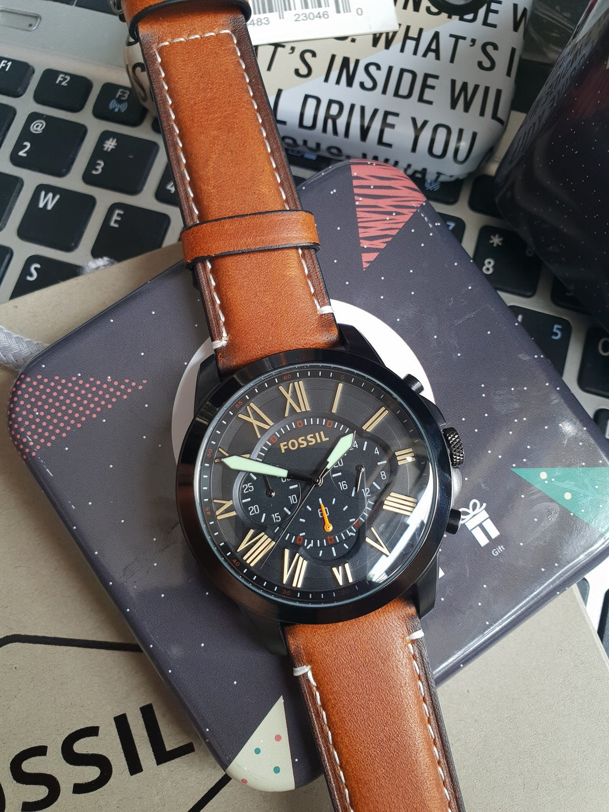  Shop Authentic Fossil Grant Chronograph Black Dial Brown Leather Strap Watch for Men - FS5241 - Luxxuri