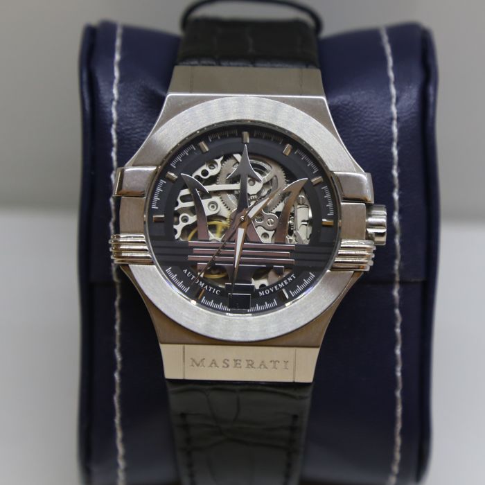  Shop Authentic Maserati Potenza Automatic Black Dial Black Leather Strap Watch For Men - R8821108001 - Luxxuri