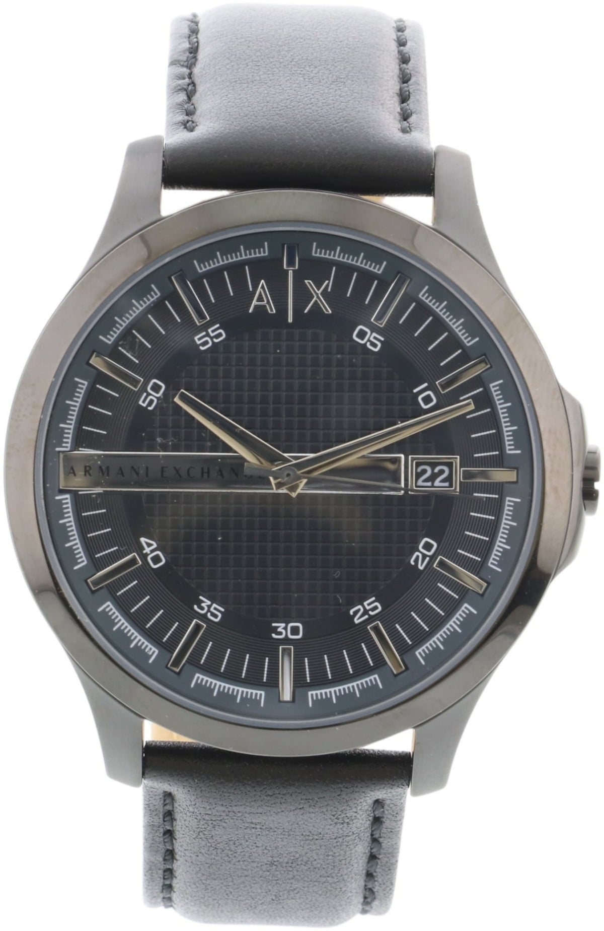  Shop Authentic Armani Exchange Hampton Quartz Blue Dial Black Leather Strap Watch for Men - AX2411 - Luxxuri