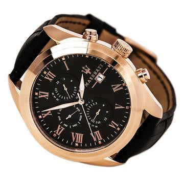  Shop Authentic Maserati Traguardo Chronograph Black Dial Black Leather Strap Watch For Men - R8871612002 - Luxxuri