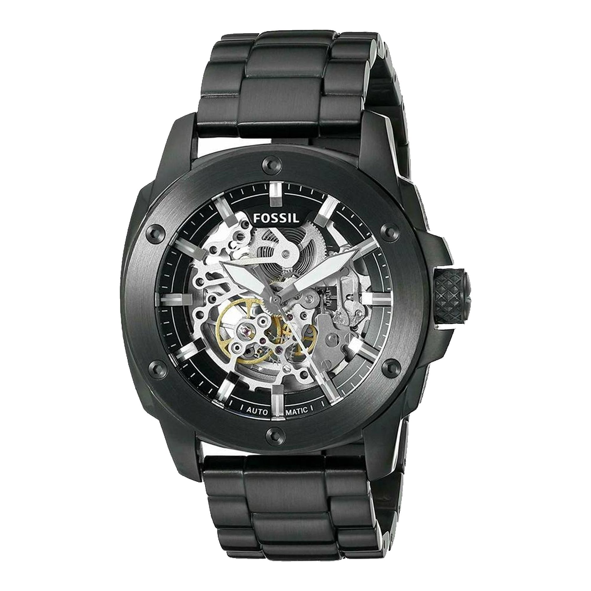  Shop Authentic Fossil Modern Machine Automatic Silver Dial Black Steel Strap Watch for Men - ME3080 - Luxxuri
